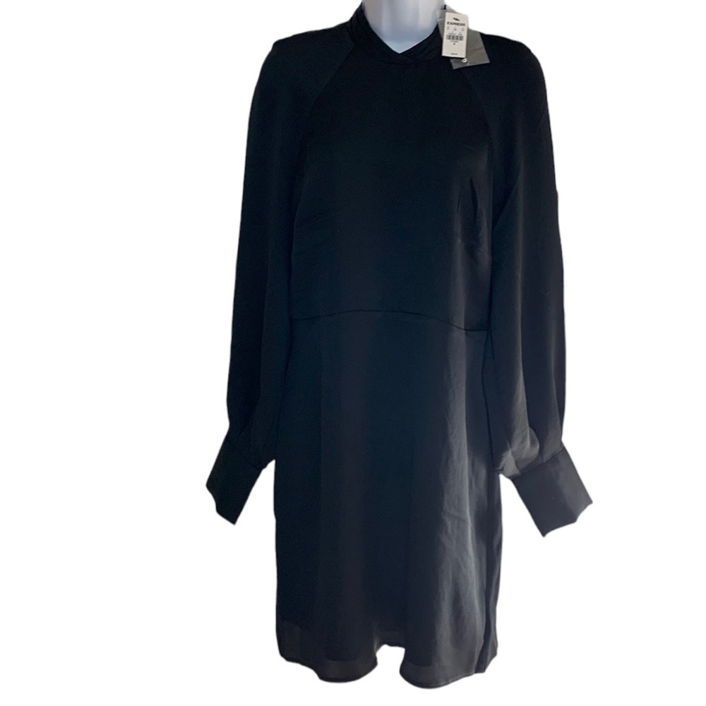 Express Black Dress, NWT, cuff style sleeve,nice neck detail, fully lined,size M